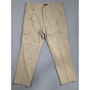 5.11 Tactical Pants Mens 36x32 Khaki Beige Cargo Double Knee Poly Cotton Work